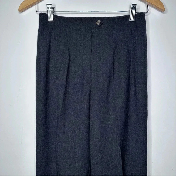Piazza Sempione Dark Gray Stretch Wool Pleated Tapered Pants Size US 4 - Picture 4 of 8